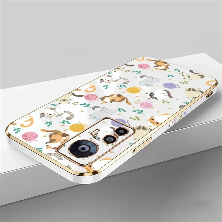 RZANTS For Xiaomi 12T Pro 5G Phone Case Yarn Ball Cat Cartoon Pattern Electroplating TPU Cover - White