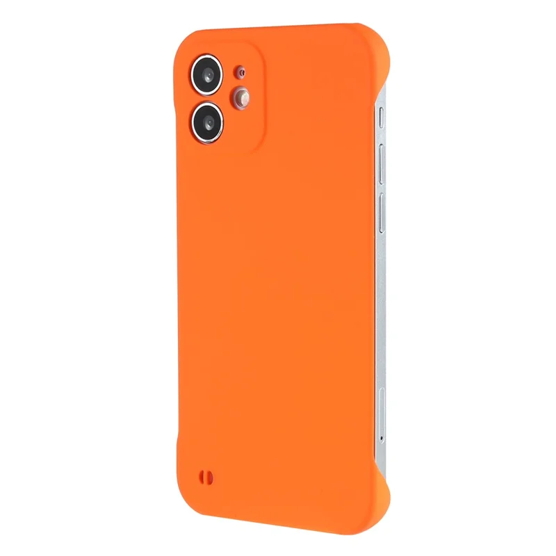 For iPhone 12 6.1 inch Slim Frameless Case Hard PC Skin-touch  Phone Cover - Orange