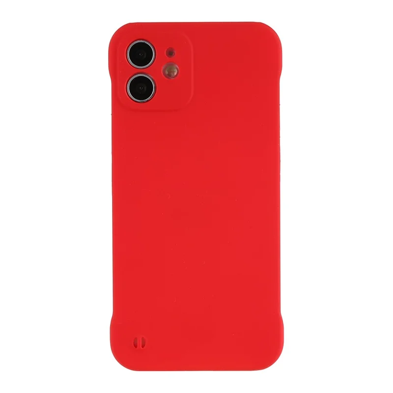 For iPhone 12 6.1 inch Slim Frameless Case Hard PC Skin-touch  Phone Cover - Red