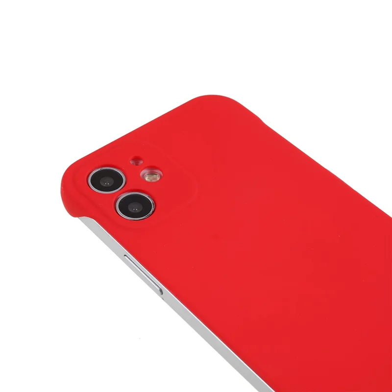 For iPhone 12 6.1 inch Slim Frameless Case Hard PC Skin-touch  Phone Cover - Red