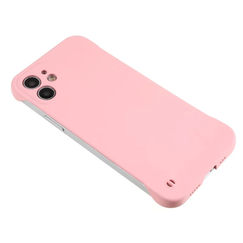 للهاتف iPhone 12 بحجم 6.1 بوصة، غطاء رفيع بدون إطار، غطاء صلب من مادة البولي كربونات بنعومة الجلد - وردي