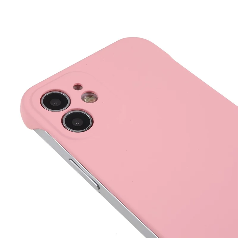 للهاتف iPhone 12 بحجم 6.1 بوصة، غطاء رفيع بدون إطار، غطاء صلب من مادة البولي كربونات بنعومة الجلد - وردي