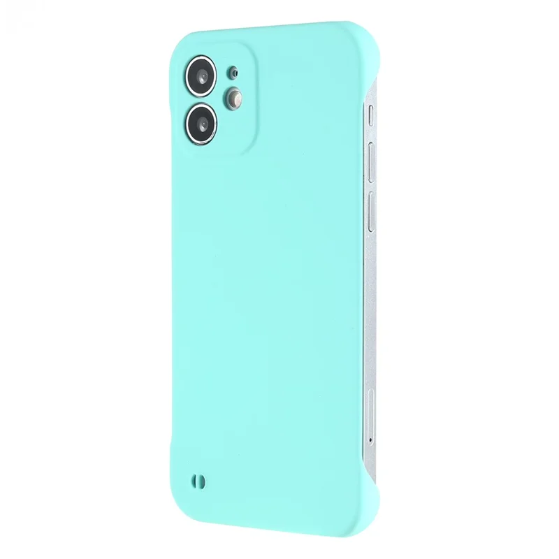 For iPhone 12 mini 5.4 inch Frameless Half Cover Protective Skin-touch Hard PC Mobail Phone Case - Light Cyan