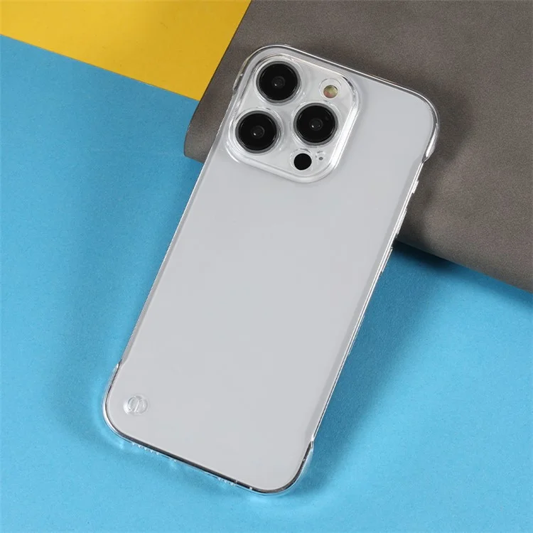 For iPhone 14 Pro Frameless Camera Lens Protective Case Hard PC Shockproof Clear Phone Cover
