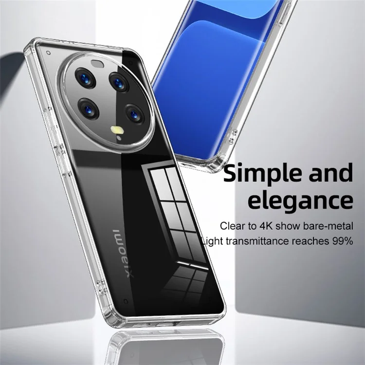 For Xiaomi 13 Ultra Protective Phone Case Hard PC Soft TPU Anti-drop Cell Phone Cover - Transparent