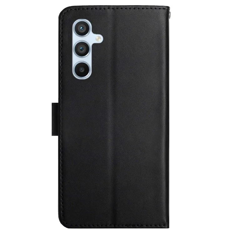 HT02 Genuine Leather Phone Case per Samsung Galaxy M14 5G, Custodia Protettiva Wallet Flip con Supporto - Nero