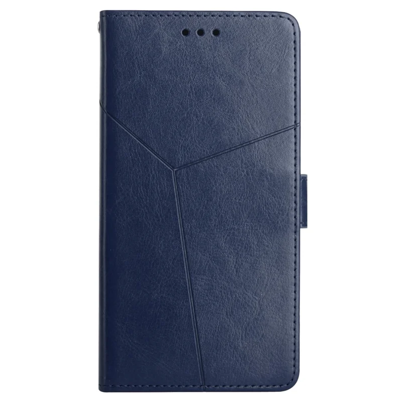 For Samsung Galaxy M14 5G HT01 Wallet Phone Case PU Leather Y-shaped Line Imprinted  Stand Cover - Blue