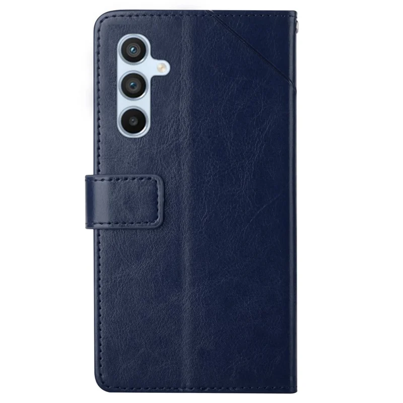 For Samsung Galaxy M14 5G HT01 Wallet Phone Case PU Leather Y-shaped Line Imprinted  Stand Cover - Blue