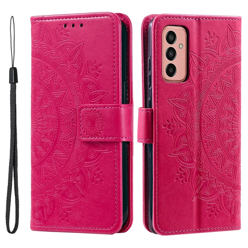 Für Samsung Galaxy M14 5G Wallet Stand Flip Cover Mandala Blumenmuster Leder Handyhülle - Rose