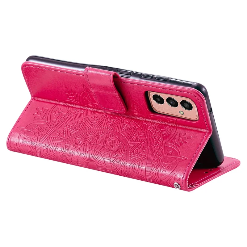 Für Samsung Galaxy M14 5G Wallet Stand Flip Cover Mandala Blumenmuster Leder Handyhülle - Rose