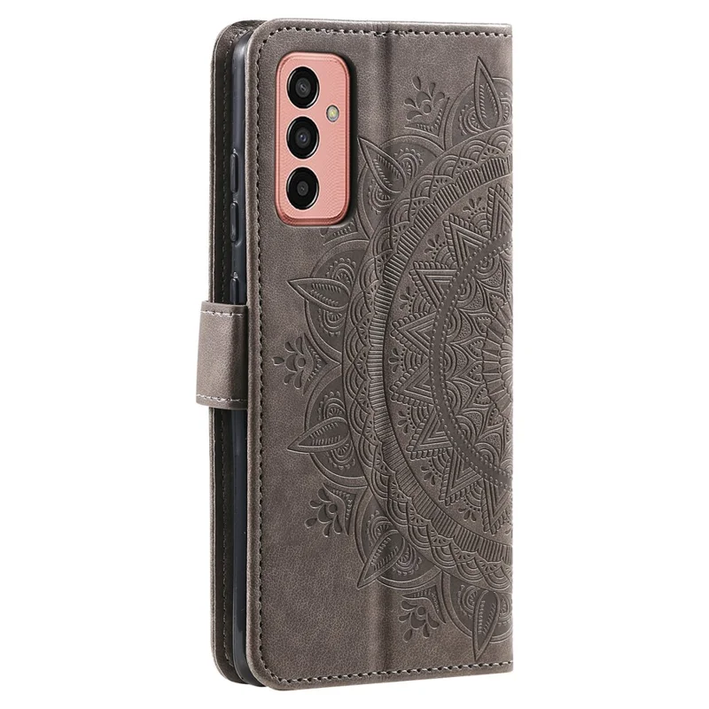 Per Samsung Galaxy M14 5G Custodia Portafoglio Stand Flip Cover Mandala Flower Pattern Custodia in Pelle - Grigia