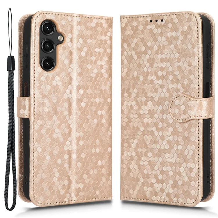 Custodia in pelle PU per Samsung Galaxy A24 4G (162,1 x 77,6 x 8,3 mm) Custodia Wallet per Smartphone con Motivo a Pois - Rose Gold