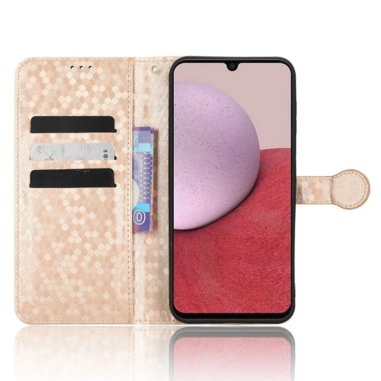 Custodia in pelle PU per Samsung Galaxy A24 4G (162,1 x 77,6 x 8,3 mm) Custodia Wallet per Smartphone con Motivo a Pois - Rose Gold