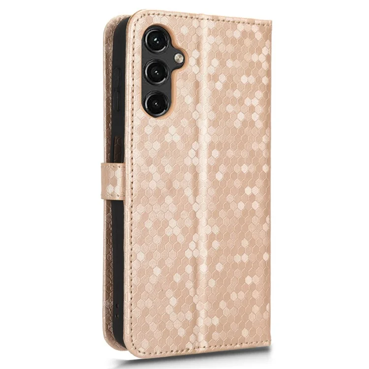 Custodia in pelle PU per Samsung Galaxy A24 4G (162,1 x 77,6 x 8,3 mm) Custodia Wallet per Smartphone con Motivo a Pois - Rose Gold