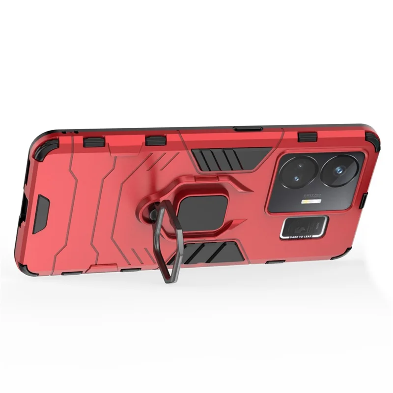 Для Realme GT Neo 5 5G / GT3 5G Ring Holder Kickstand Phone Case Shockproof TPU+PC Protective Cover - Red