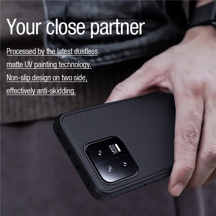 Матовый магнитный чехол NILLKIN Frosted Shield для Xiaomi 13 5G, противоударная задняя крышка для телефона - черный