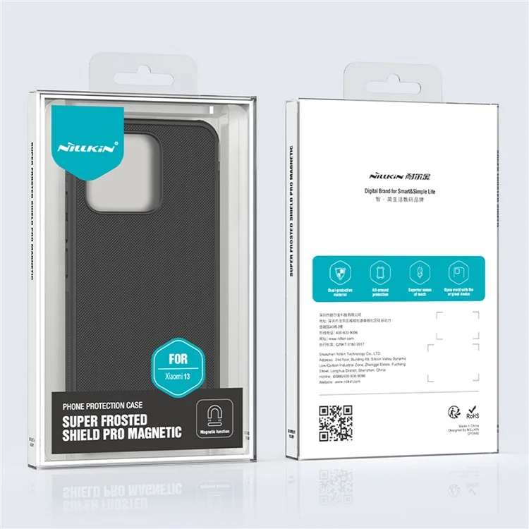 Матовый магнитный чехол NILLKIN Frosted Shield для Xiaomi 13 5G, противоударная задняя крышка для телефона - черный
