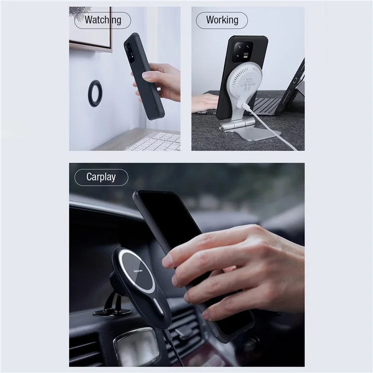 NILLKIN Frosted Shield Matte Magnetic Phone Case for Xiaomi 13 5G Shockproof Phone Back Cover - Black