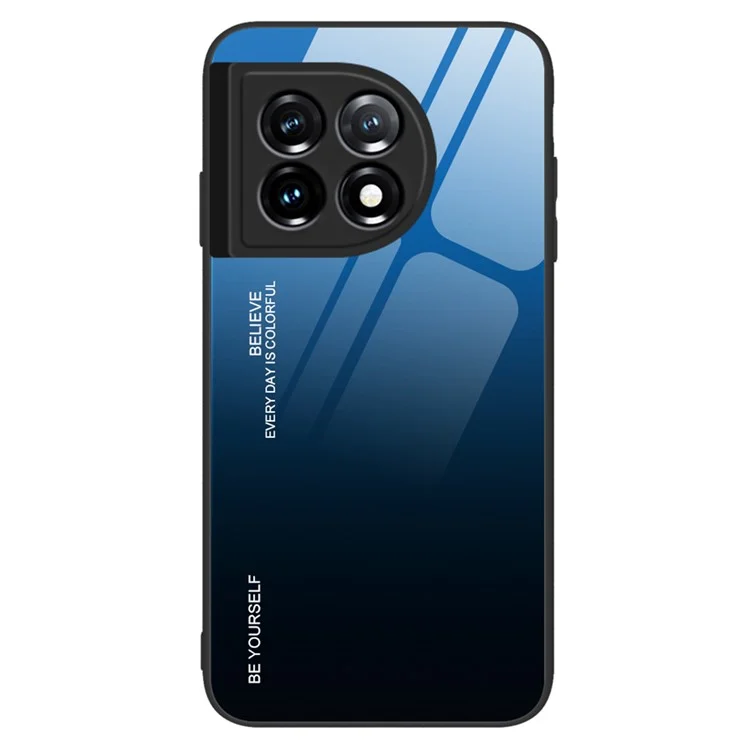 Gradient Color Phone Case for OnePlus 11 5G Tempered Glass PC TPU Anti-Scratch Phone Cover - Blue / Black