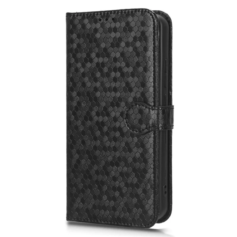 Phone Leather Case for TCL 403 Dot Pattern Imprinted Stand Wallet Smartphone Cover - Black