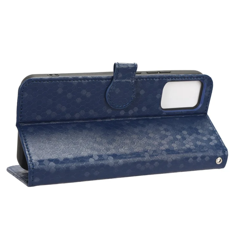 Phone Leather Case for TCL 403 Dot Pattern Imprinted Stand Wallet Smartphone Cover - Dark Blue