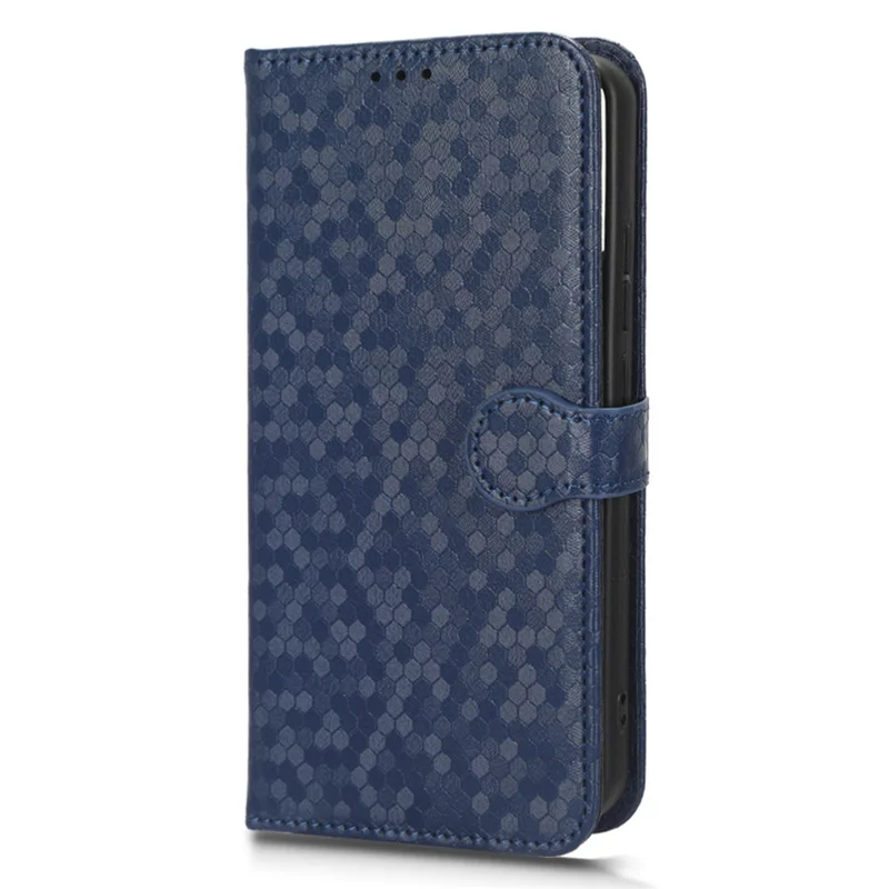 Phone Leather Case for TCL 403 Dot Pattern Imprinted Stand Wallet Smartphone Cover - Dark Blue