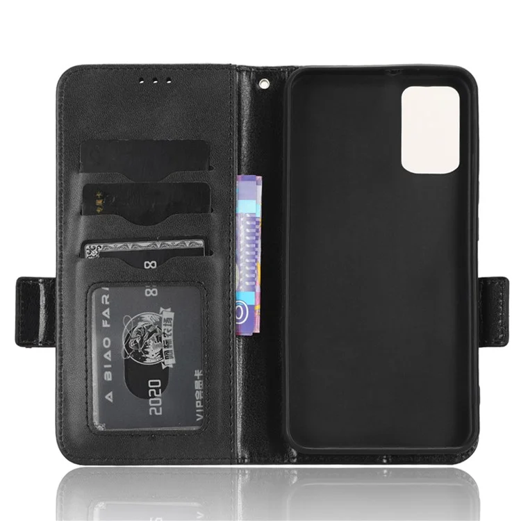 Para TCL 403 Leather Stand Wallet Phone Case Imprinted Triangle Cellphone Cover - Black