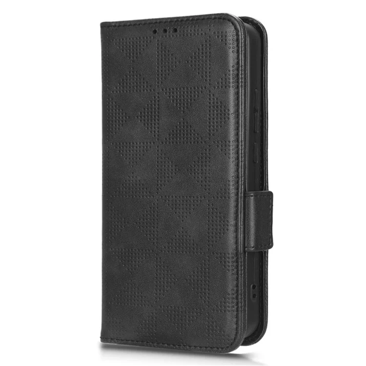 Para TCL 403 Leather Stand Wallet Phone Case Imprinted Triangle Cellphone Cover - Black