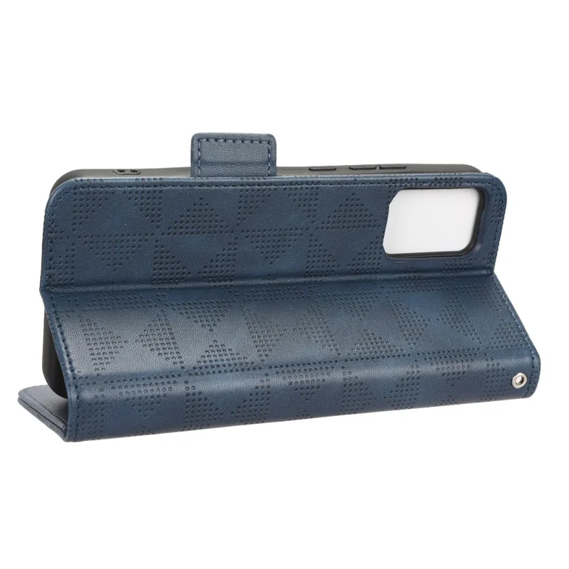 For TCL 403 Leather Stand Wallet Phone Case Imprinted Triangle Cellphone Cover - Blue