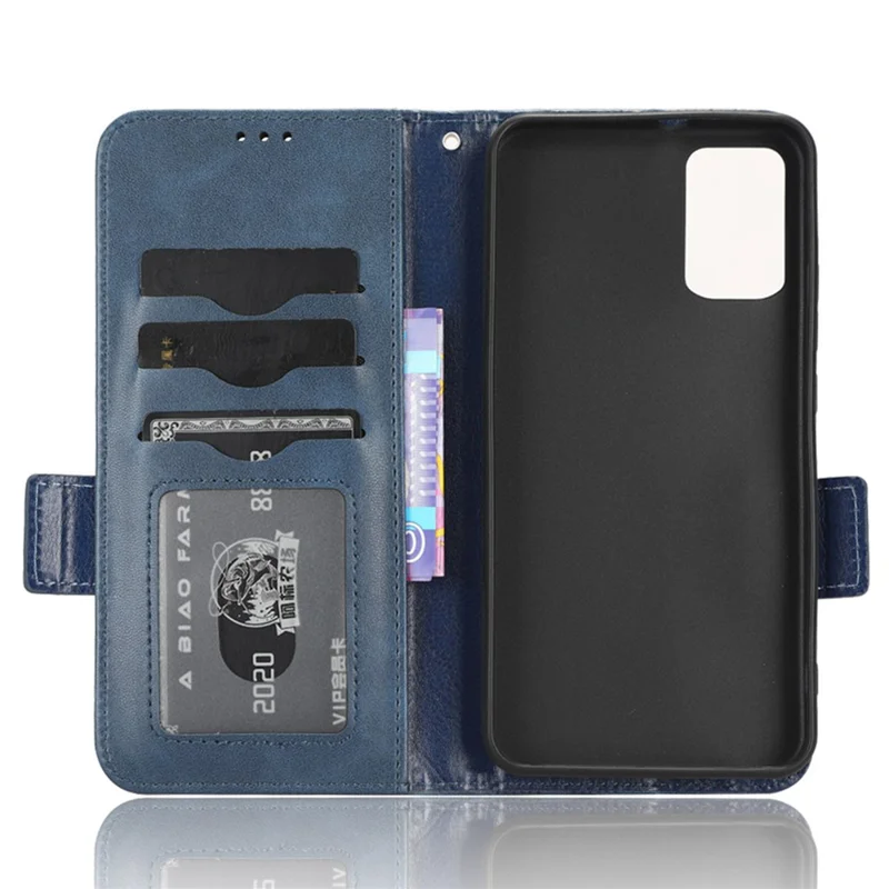 For TCL 403 Leather Stand Wallet Phone Case Imprinted Triangle Cellphone Cover - Blue