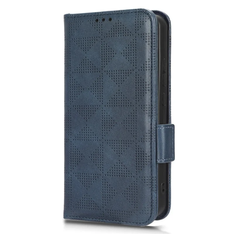For TCL 403 Leather Stand Wallet Phone Case Imprinted Triangle Cellphone Cover - Blue