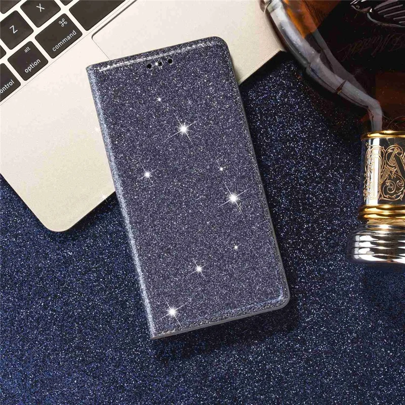 For Xiaomi 13 Lite / Civi 2 5G PU Leather Glitter Phone Case Stand Cell Phone Cover with Card Holder - Grey