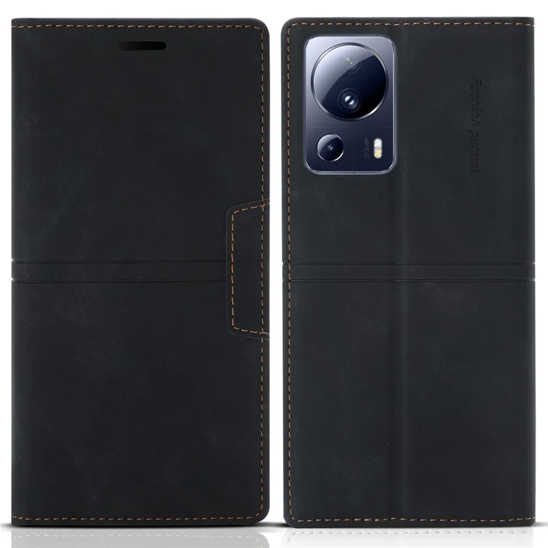 For Xiaomi 13 Lite / Civi 2 5G Phone Stand Case PU Leather Folio Flip Wallet Phone Cover - Black