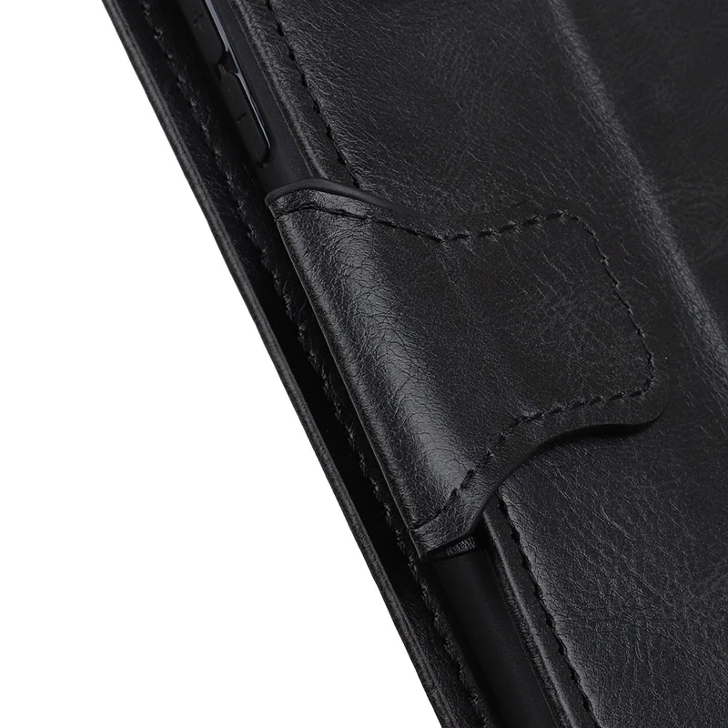 Para Xiaomi Redmi Note 12 4G Crazy Horse Texture Phone Leather Case Anti-drop Stand Wallet Cover - Negro