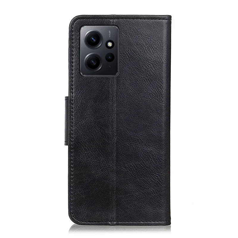 Para Xiaomi Redmi Note 12 4G Crazy Horse Texture Phone Leather Case Anti-drop Stand Wallet Cover - Negro