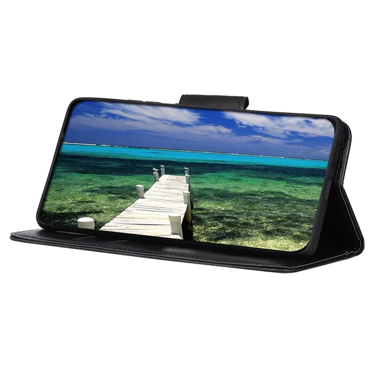 Pour Sony Xperia 10 V Stand Phone Wallet Case Crazy Horse Texture Leather+TPU Phone Cover - Noir