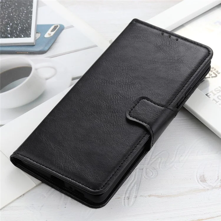Pour Sony Xperia 10 V Stand Phone Wallet Case Crazy Horse Texture Leather+TPU Phone Cover - Noir