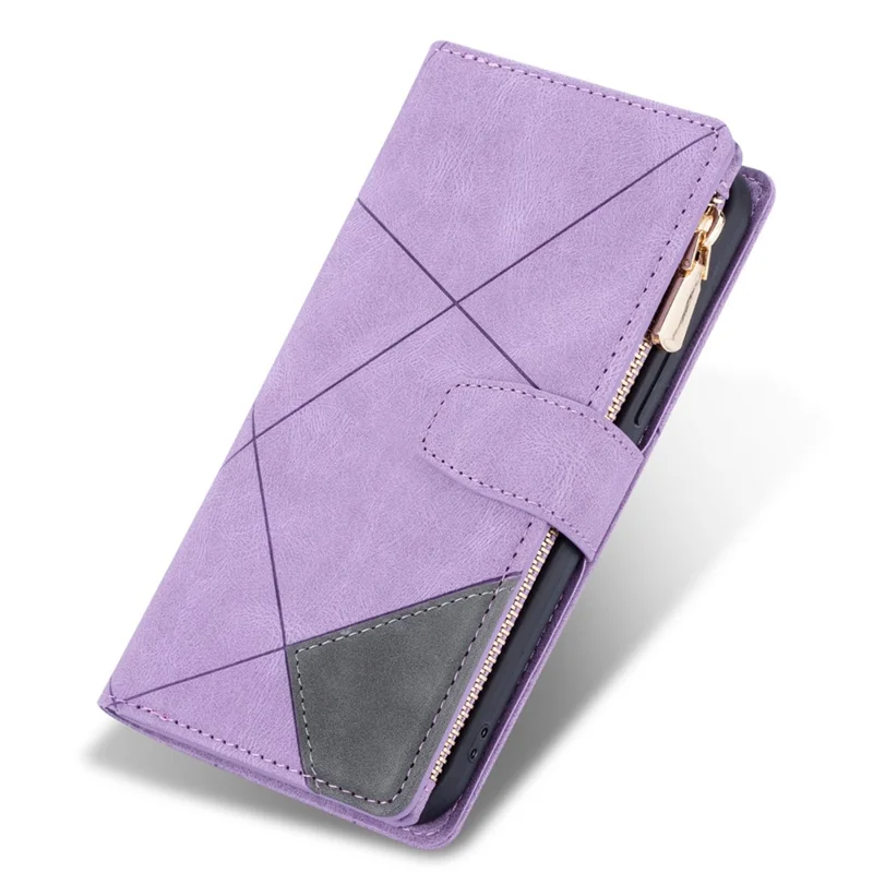 For Xiaomi Poco X5 Pro 5G / Redmi Note 12 Pro Speed 5G / Note 12 Pro 5G Phone Case Zipper Pocket PU Leather Cover - Purple