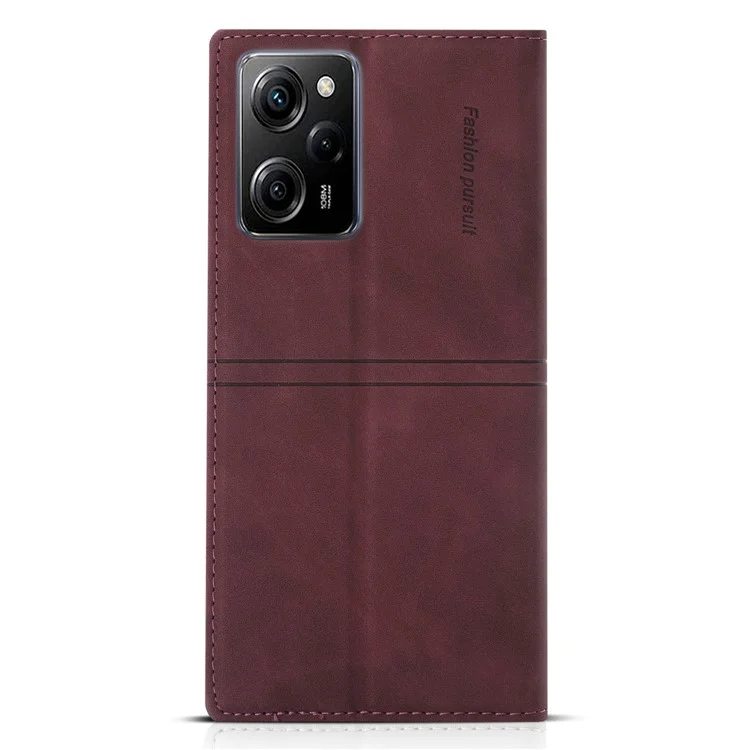 For Xiaomi Poco X5 Pro 5G / Redmi Note 12 Pro Speed 5G / Note 12 Pro 5G Wallet Phone Case Protective PU Leather Flip Cover - Wine Red