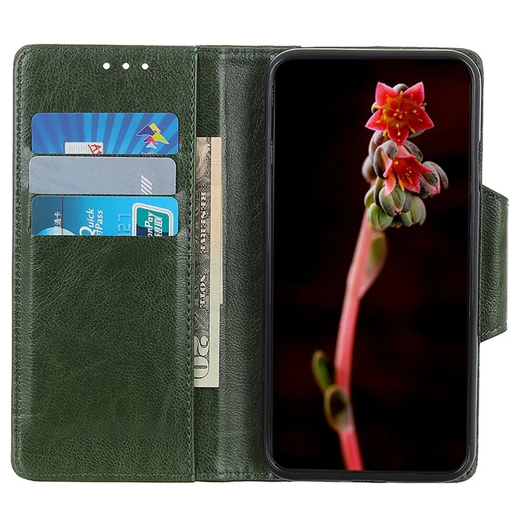 Shockproof Phone Case for Google Pixel 7a PU Leather Folio Flip Cover Wallet Stand Phone Protector - Green