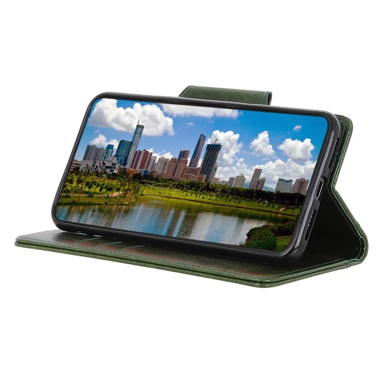 Shockproof Phone Case for Google Pixel 7a PU Leather Folio Flip Cover Wallet Stand Phone Protector - Green