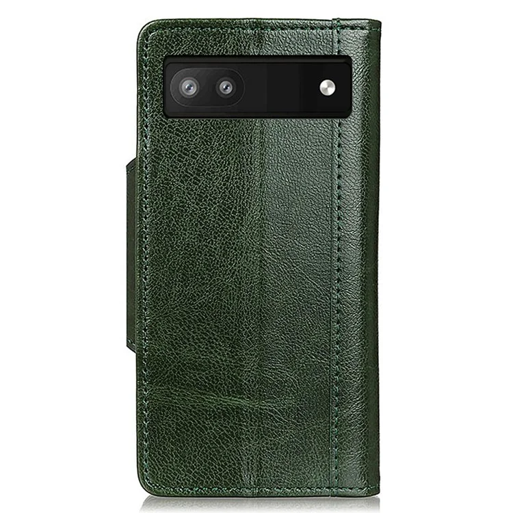 Shockproof Phone Case for Google Pixel 7a PU Leather Folio Flip Cover Wallet Stand Phone Protector - Green