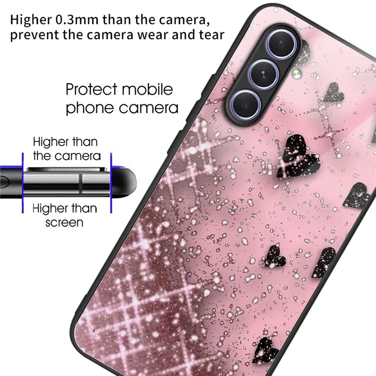 For Samsung Galaxy A14 5G / A14 4G Anti-scratch Tempered Glass+TPU Back Case Pattern Printing Phone Cover - Style H