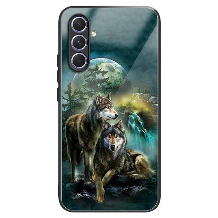 Für Samsung Galaxy A54 5G Drop Proof Tempered Glass+TPU Back Case Pattern Printing Phone Cover - Style C
