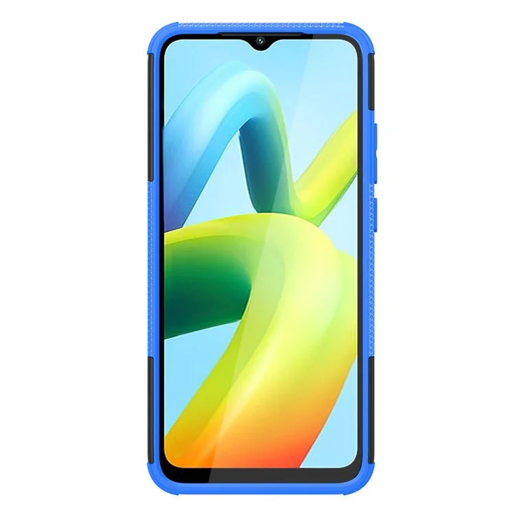 Pour Xiaomi Redmi A1+ 4G / A2+ 4G / Poco C50 4G Étui de téléphone avec support Coque PC+TPU Motif pneu antichoc - Bleu