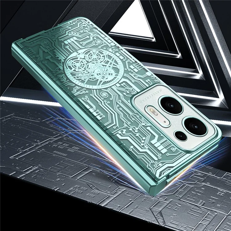 For Oppo Find N2 5G Mechanical Legend Series Electroplating PC Folding Phone Case Cover with Tempered Glass Film - Rose Gold
