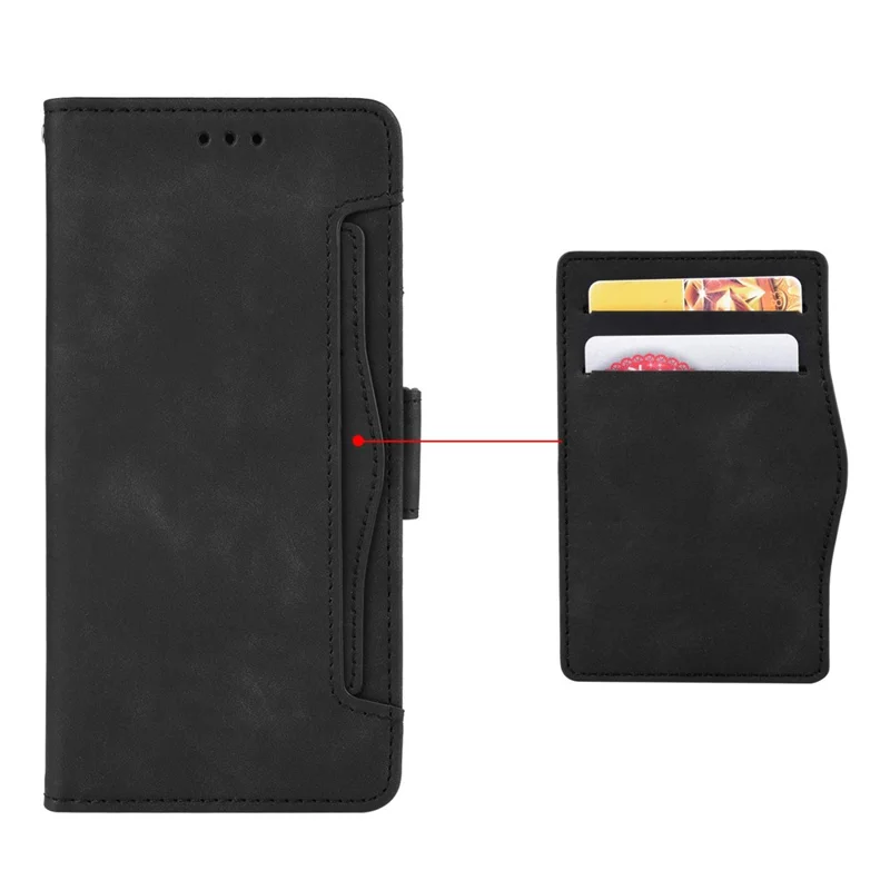 For itel P40 Phone Case Multiple Card Slots Leather Cover Wallet Stand Mobile Phone Shell - Black