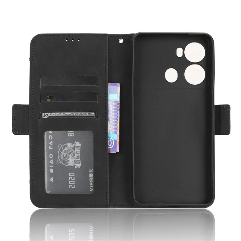 For itel P40 Phone Case Multiple Card Slots Leather Cover Wallet Stand Mobile Phone Shell - Black