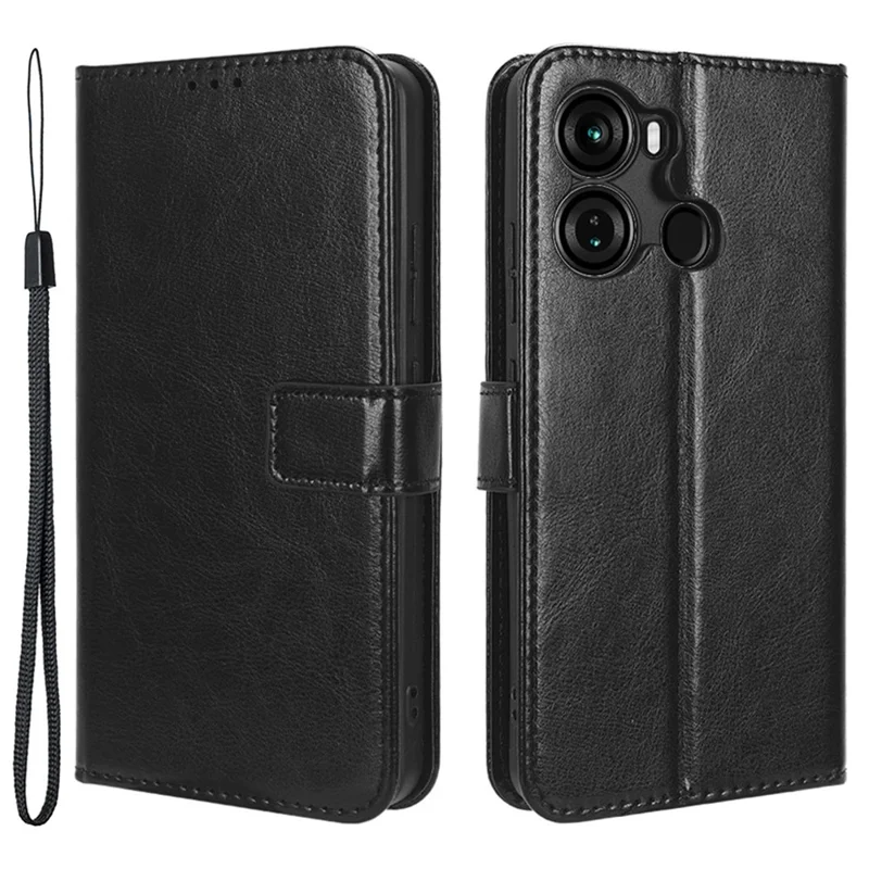 PU Leather Stand Cover voor itel P40, Crazy Horse Textuur Portefeuille Telefoonhoes - Zwart