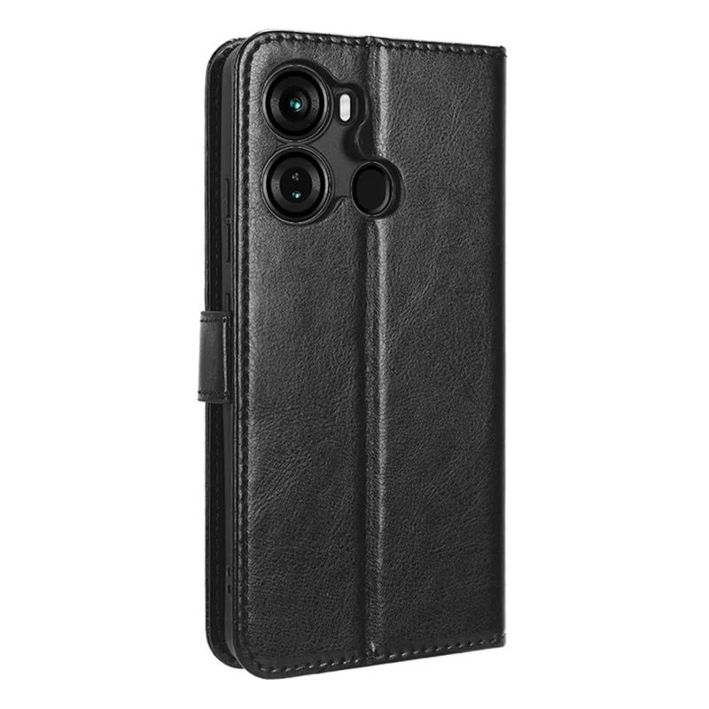 PU Leather Stand Cover voor itel P40, Crazy Horse Textuur Portefeuille Telefoonhoes - Zwart